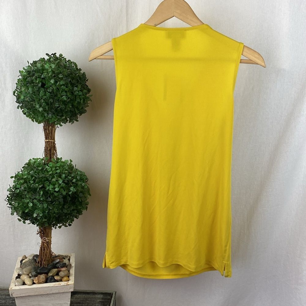 Carmen Marc Valvo Yellow Sleeveless Zip Neck Blouse Top NEW S - Picture 3 of 5